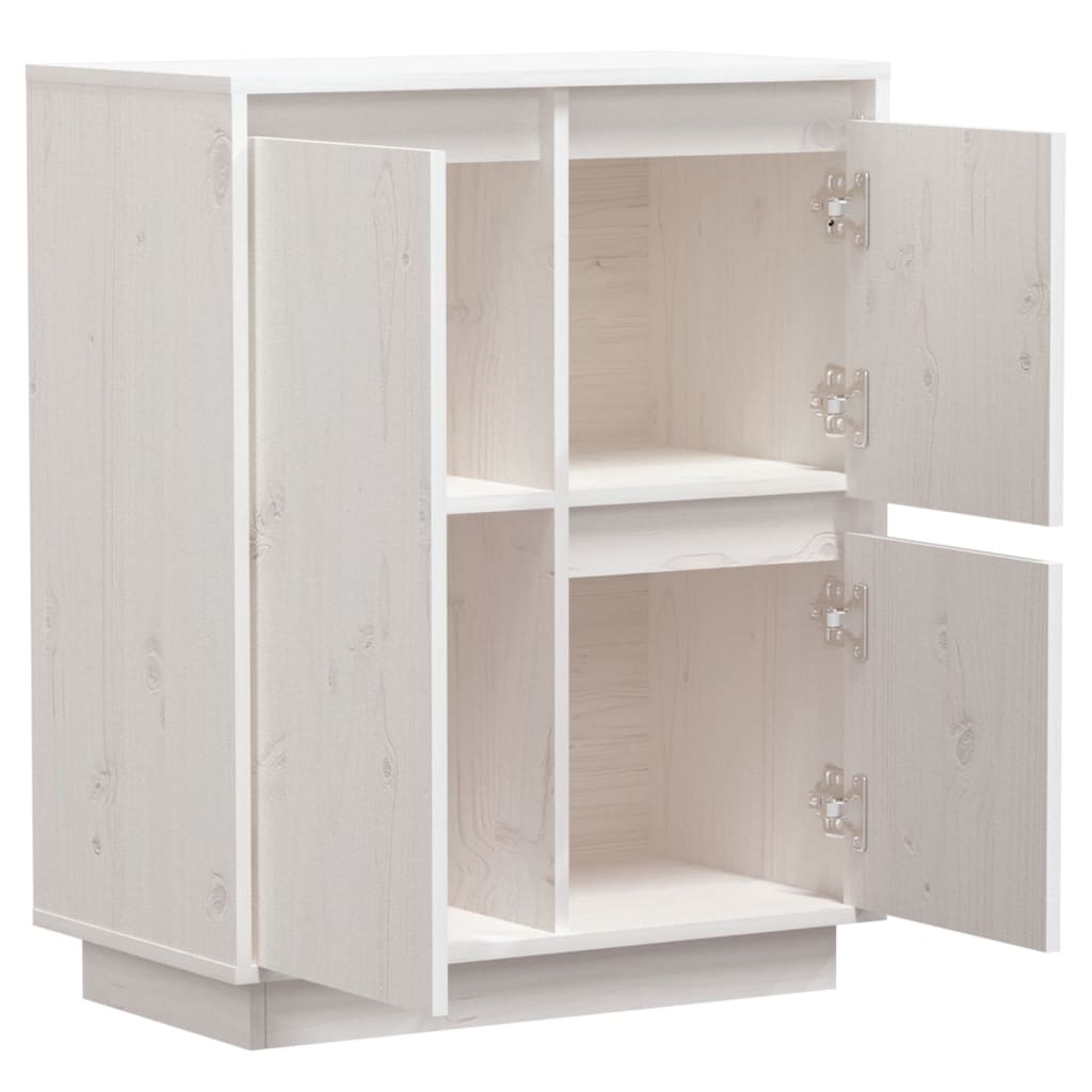 Aparador De Madera Maciza De Pino Blanco 60x34x75 Cm / Vetonek_4