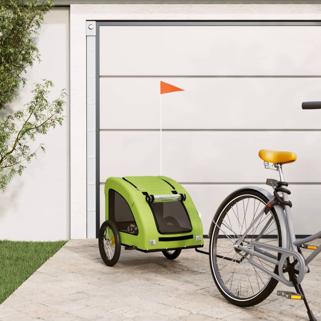 Remolque De Bicicleta Mascotas Hierro Tela Oxford Verde_1
