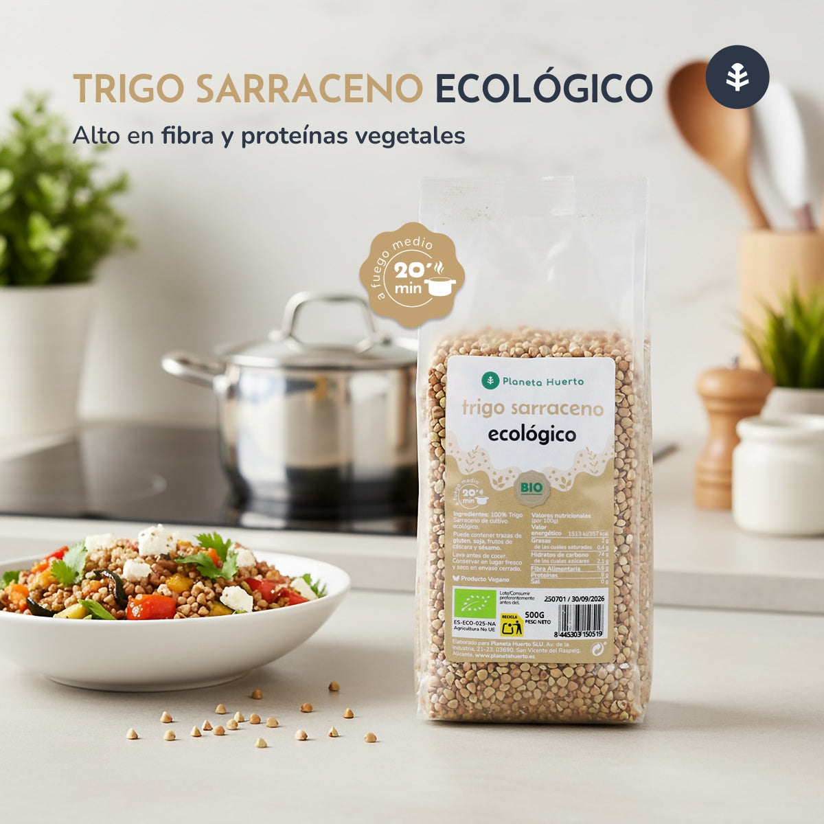 Embalagem de 2x Planeta Huerto ECO Trigo Sarraceno 500 g