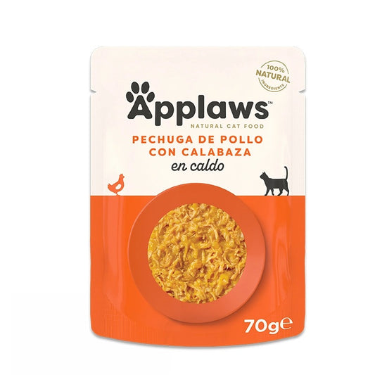 Applaws Saqueta para Gatos 70g Frango com Abóbora Ração Húmida para Gatos Sem Grão Natural