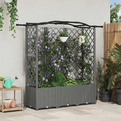 Cama Elevada Con Trellis Y Techo Gris Claro 163 X 40 X 138 Cm_1