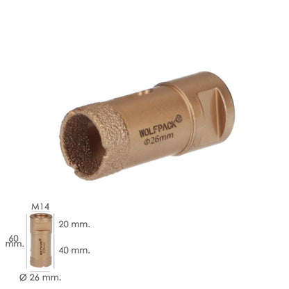 Corona Diamante Para Amoladora Ø 26 Mm. Conexión Rosca M14. Corte Seco_1