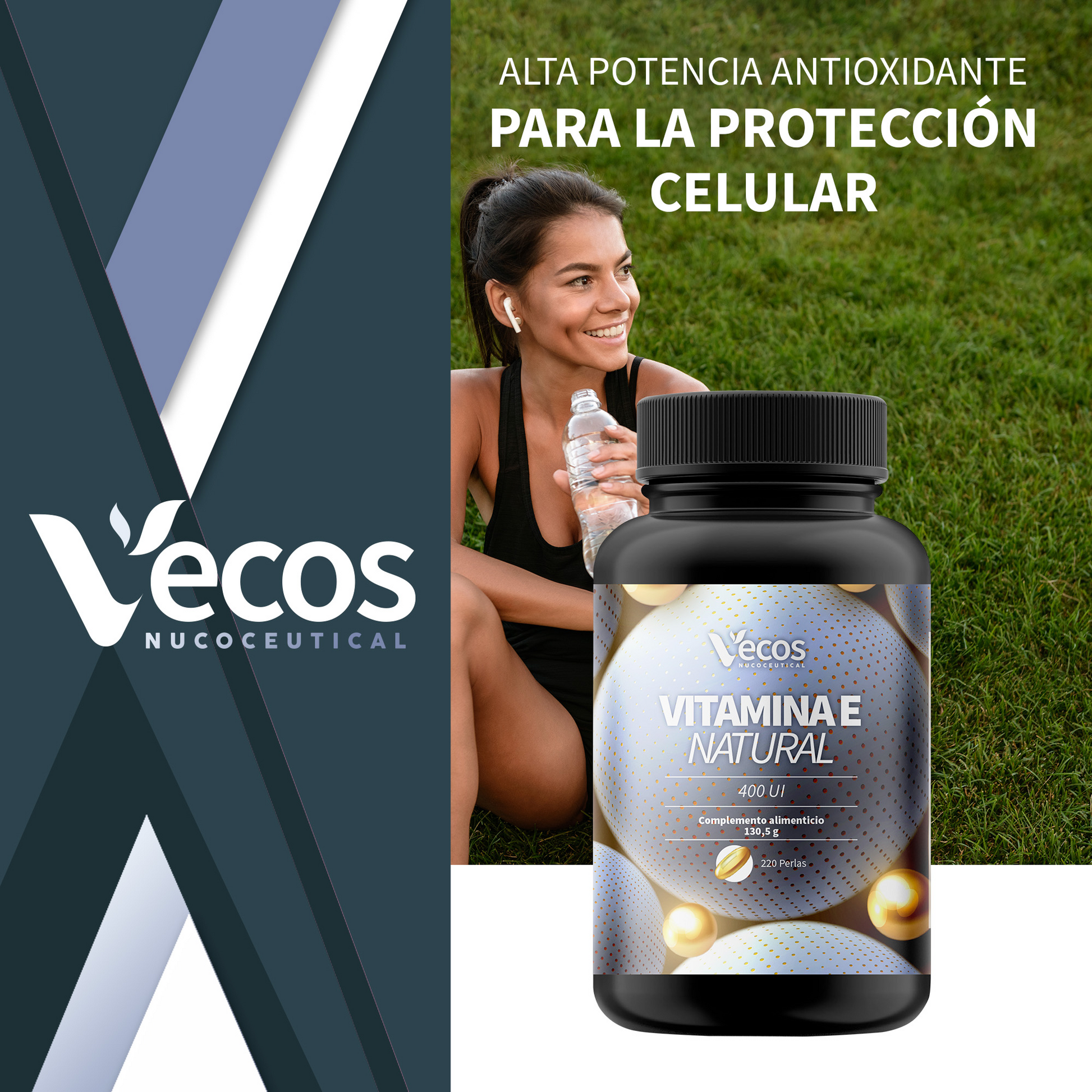 Vitamina E Natural 400 UI VECOS | Protección celular y antioxidante | D-alfa tocoferol | Alta concentración_1