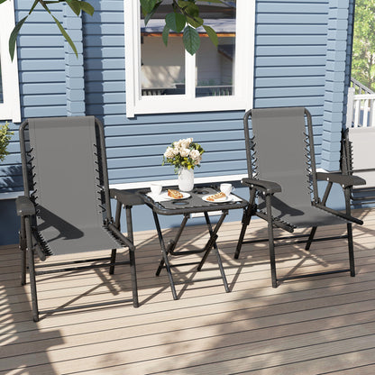 Outsunny Conjunto De Mesa Y Sillas De Terraza Exterior De 3 Piezas Gris Oscuro_3