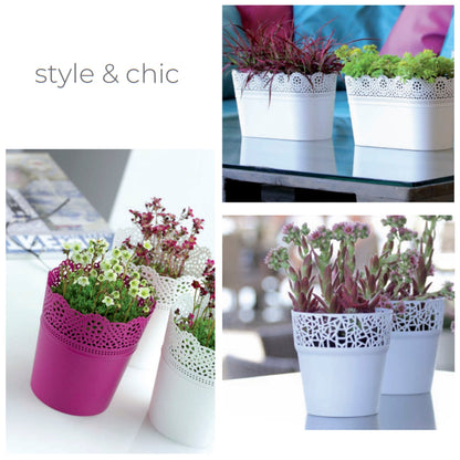 Maceta Lace , Dimensiones (mm) 160x160x185, Color Fucsia