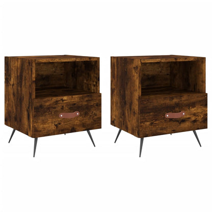 Mesita Noche 2 Uds Madera Ingeniería Roble Ahumado 40x35x47,5cm_0