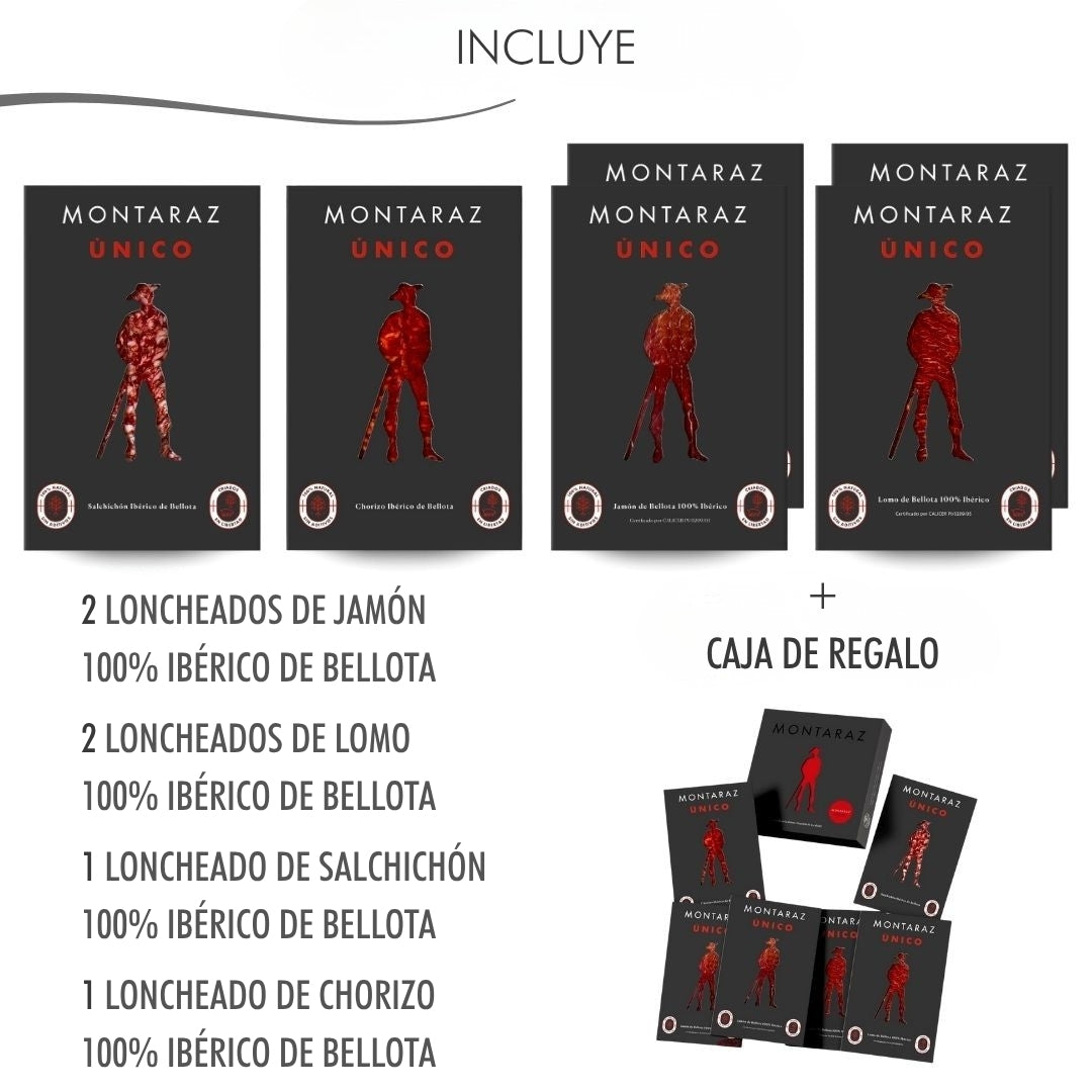 Caja Regalo Gourmet | 6 Loncheados Surtidos (jamón, Lomo, Chorizo Y Salchichón) 100% Ibéricos De Bellota_2