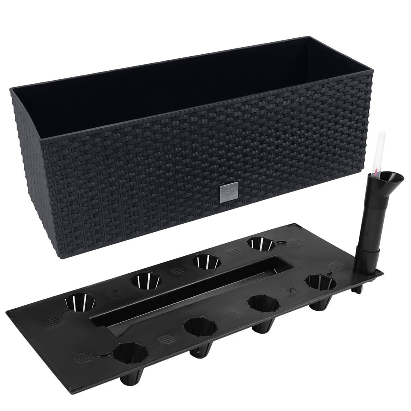 2 Unidades De Jardinera Rectangular 17 Litros Con Autorriego Color Antracita 52 X 20 X 19 Cm