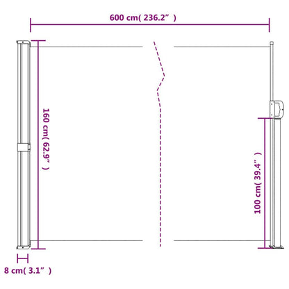 Vidaxl Toldo Lateral Retráctil Terracota 160x600 Cm_2