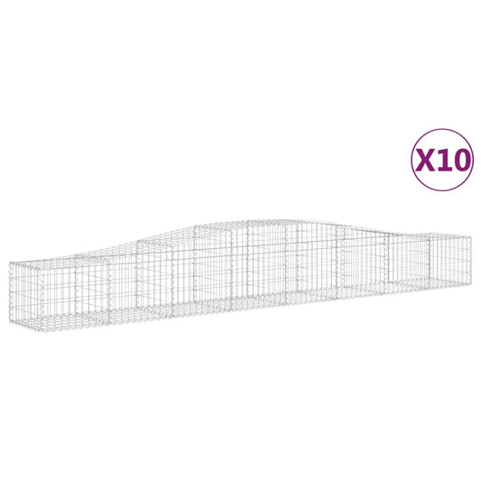 Cestas De Gaviones 10 Uds Forma De Arco Hierro 400x50x40/60 Cm_0