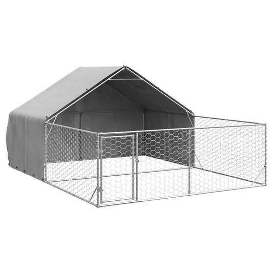 Caseta Perros Exterior Con Corral 5x3x1,9 M Acero Galvanizado_0