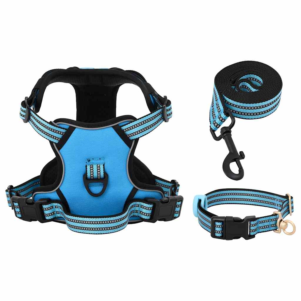 Arnés Para Perros Con Correa Y Collar Ajustable Azul Xl_3