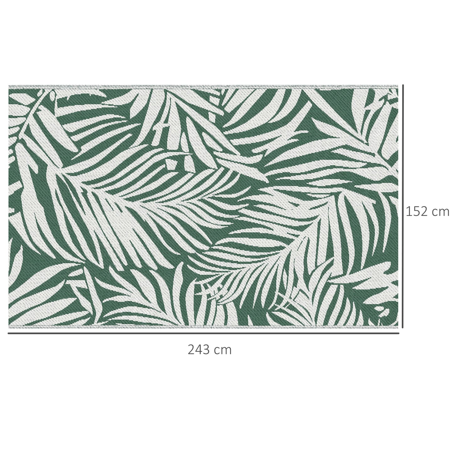 Outsunny Alfombra De Exterior 152x243 Cm Con Patrón De Hojas Verde Oscuro_2