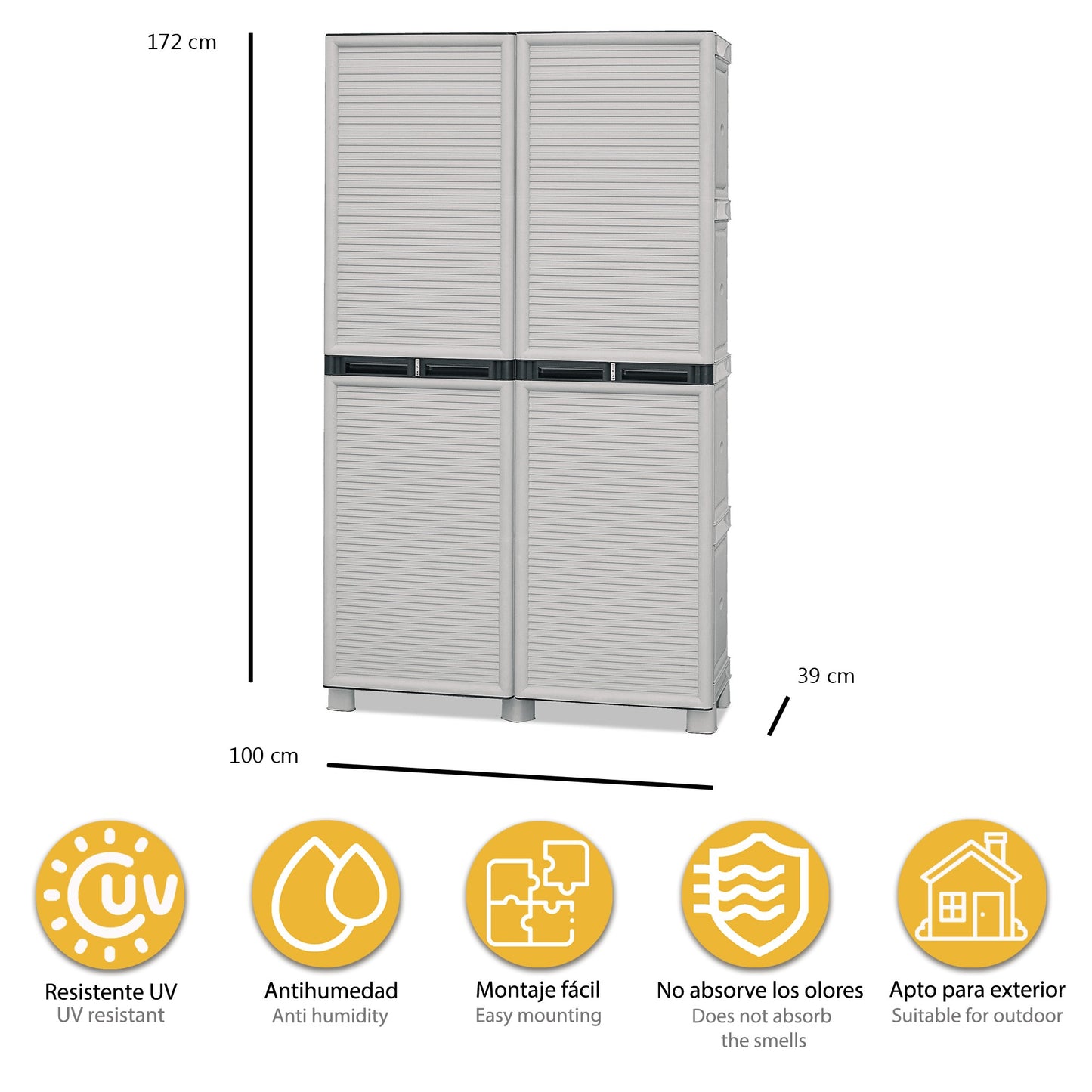 Armario De Altura Completa Con Baldas En Polipropileno