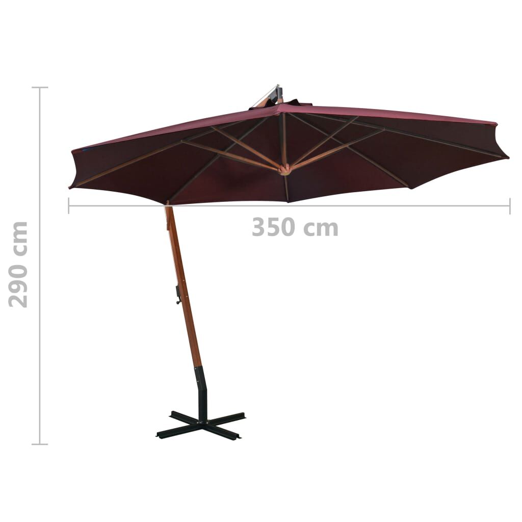 Vidaxl Sombrilla Jardín Colgante Palo Madera Abeto Burdeos 3,5x2,9 M_2
