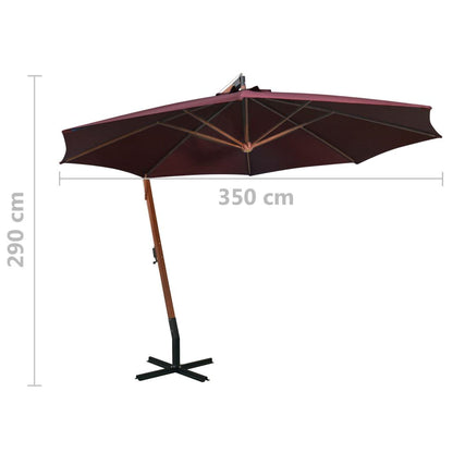 Vidaxl Sombrilla Jardín Colgante Palo Madera Abeto Burdeos 3,5x2,9 M_2
