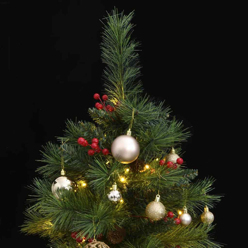 Vidaxl Árbol Navidad Artificial Con Bisagras 150 Led Y Bolas 120 Cm_1