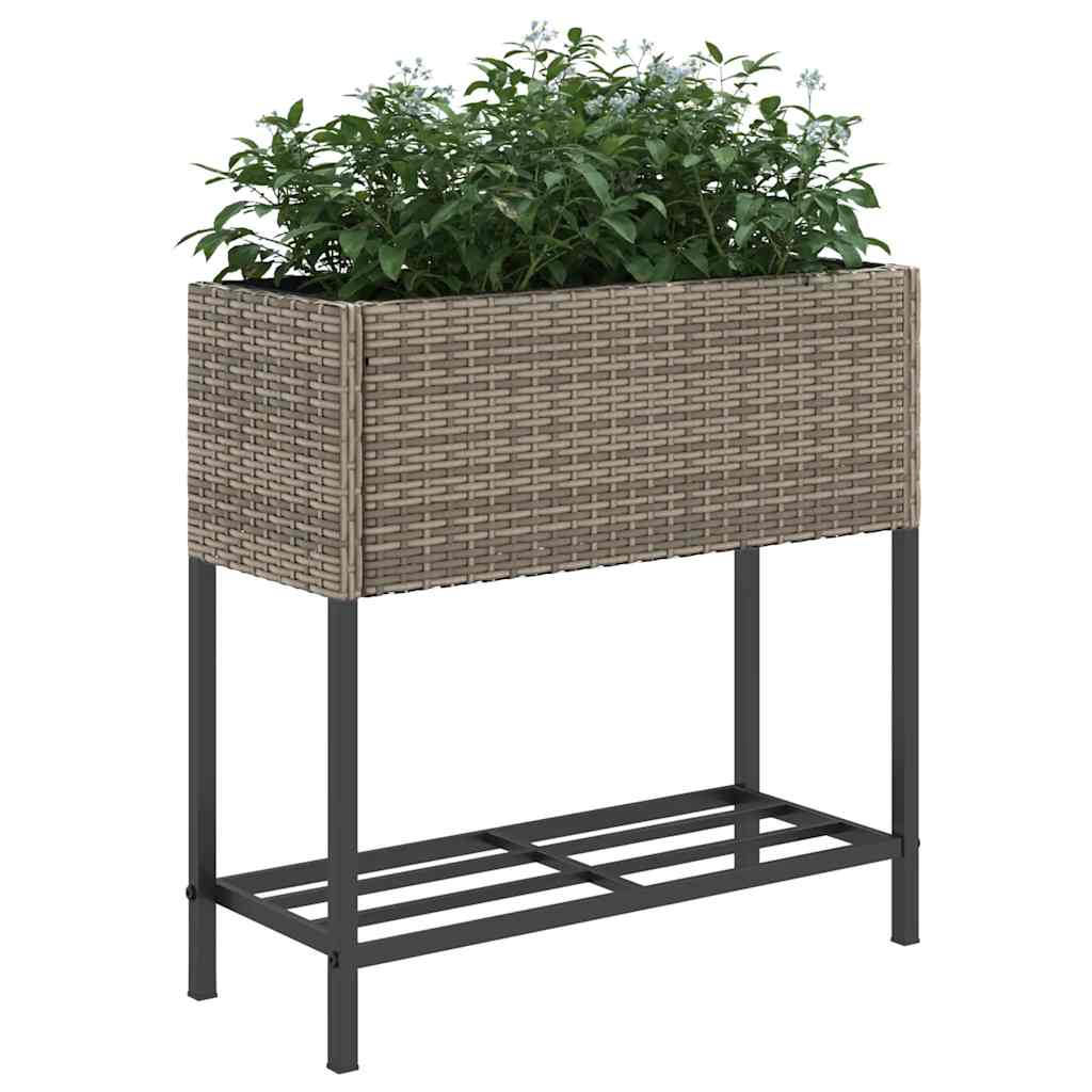 Jardinera Con Estante Ratán Sintético Gris_3