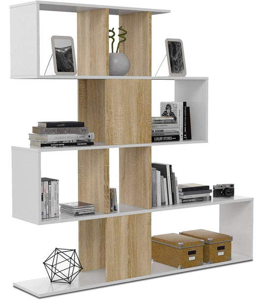 Estanteria Zig Zag En Blanco Artik Y Roble Canadian 145 Cm(alto)145 Cm(ancho)29 Cm(fondo) ._0