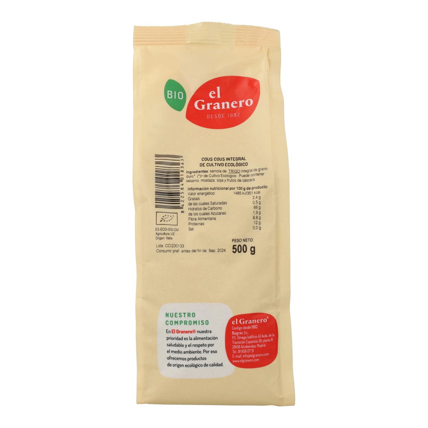 Cuscuz Integral Biológico El Granero 500 g 