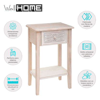 Wellhome Mesita Noche Decoración Color Blanco_1