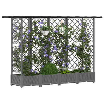 Cama Elevada Con Trellis Y Techo Gris Claro 202,5 X 40 X 121 Cm_2