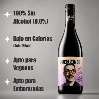 Vino Tinto Sin Alcohol 0,0% Tempranillo | Pack 3 Botellas X 750 Ml | Vino Desalcoholizado Equilibrado Y Afrutado_1