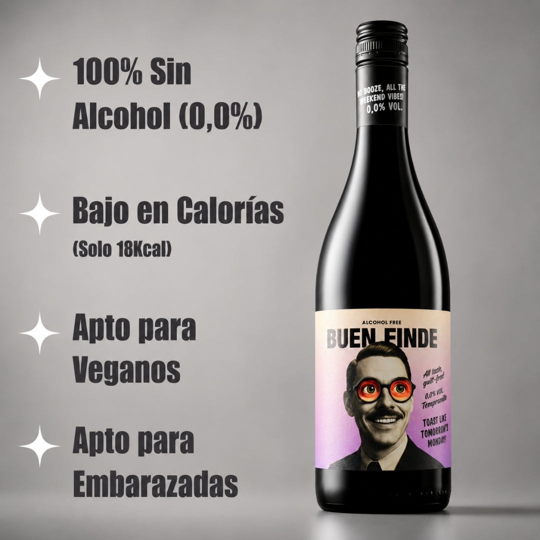 Vino Sin Alcohol 0,0% Tinto Tempranillo Pack 6 Botellas 750 Ml | Vino Tinto Desalcoholizado Equilibrado Y Afrutado_1
