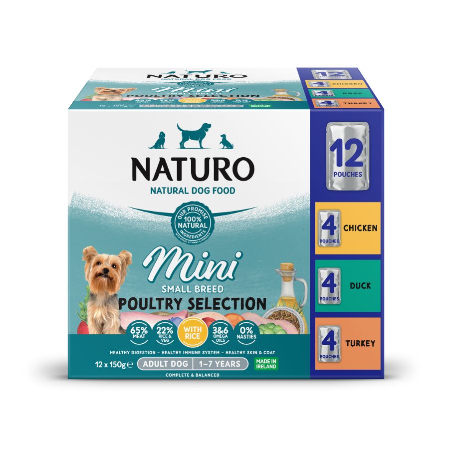 Naturo Comida Humeda Perro Raza Mini Multipack Sabores 150g X 12 Sobres_0
