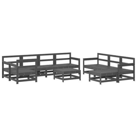 Vidaxl Juego De Muebles De Jardín 10 Piezas Madera Maciza Pino Gris_0