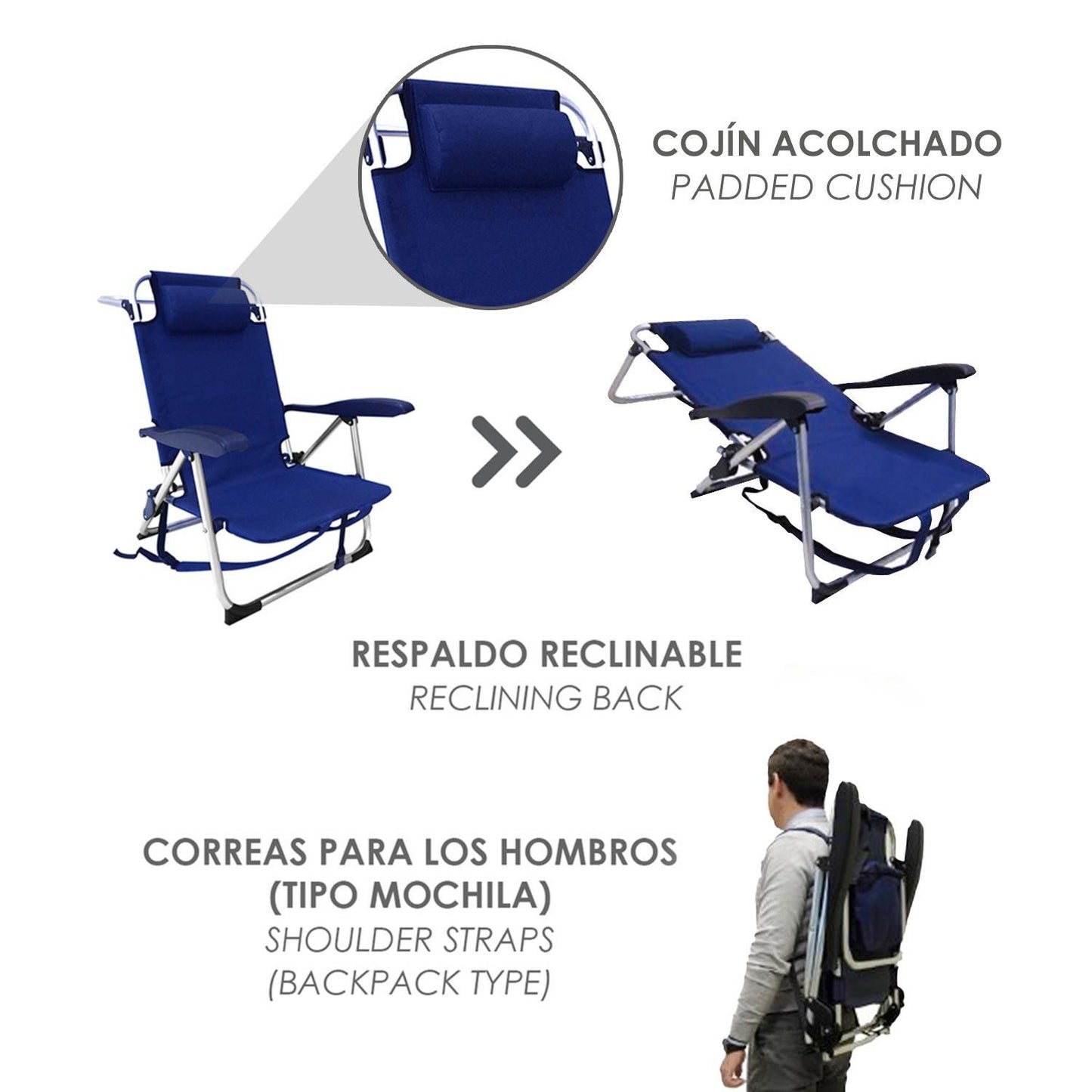 Silla Playa Tipo Mochila Con Bosillo Termico Muy Ligera Realizada En Nylon Alta Calidad Y Aluminio_1