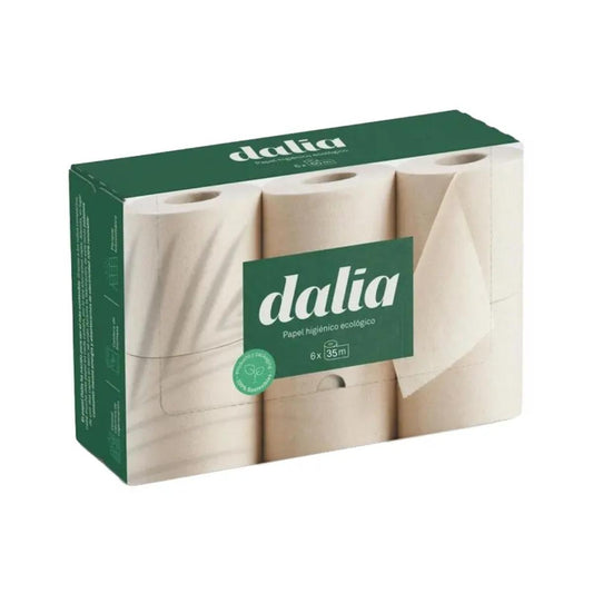 Papel higiénico cru, 6 rolos 6x35 m. Dalia