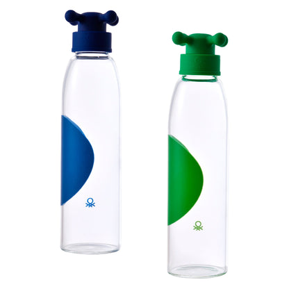 Set De 2 Botellas De Agua 500ml Azul Y Verde En Borosilicato Tapa De Grifo_0