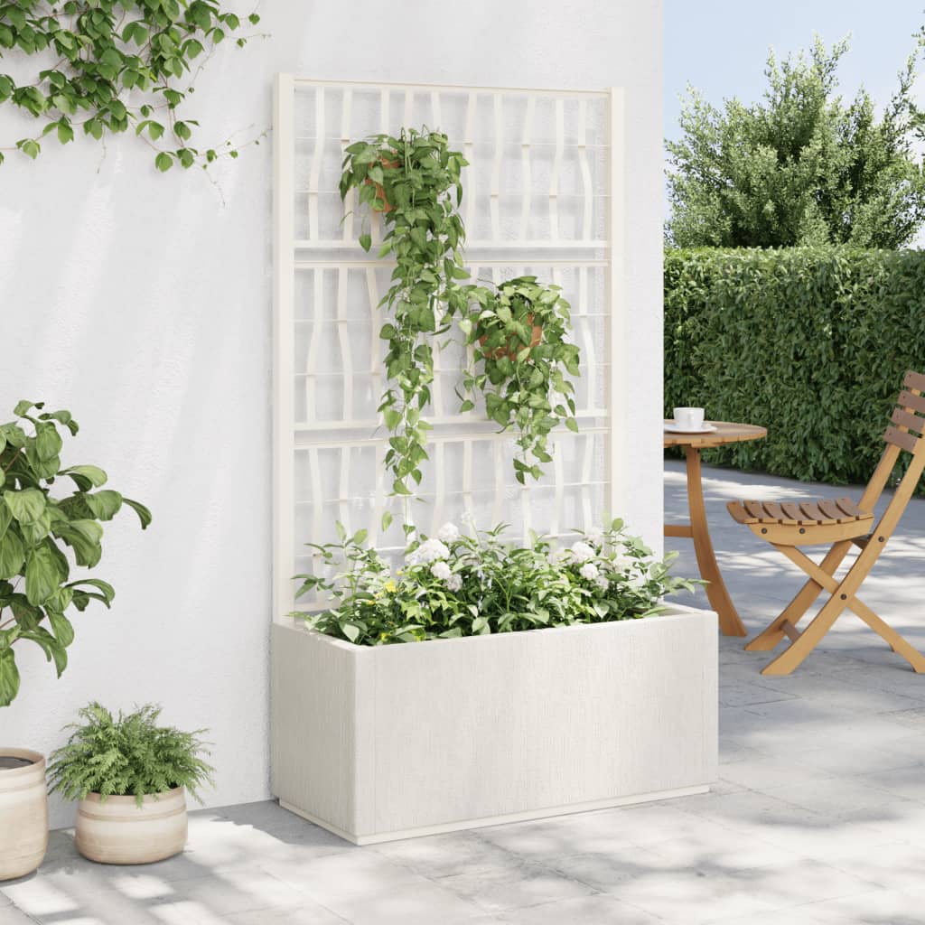 Jardinera Con Enrejado Pp Blanco 80x36x140 Cm_1