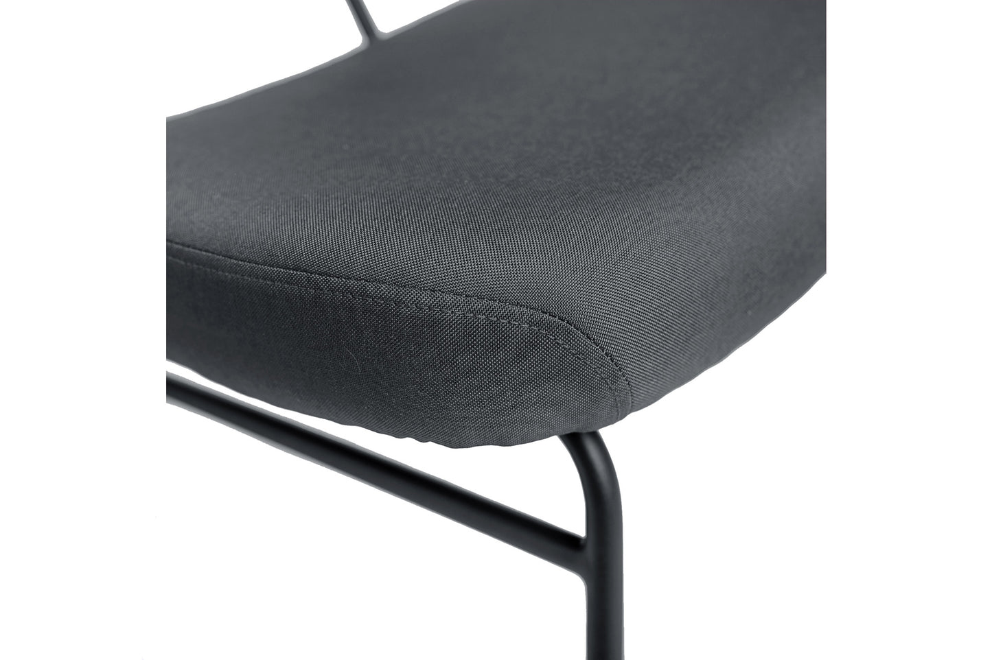 Sillón Reclinable Bajo Sentado Salón Tela Gris Patas De Metal Negro Vintage 66x65x67,5cm- Muebles De Salón_3