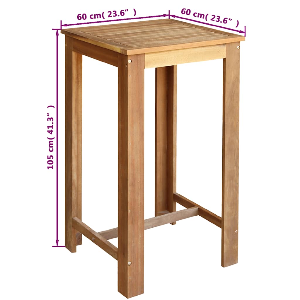 Mesa De Bar De Madera De Acacia Maciza 60x60x105 Cm_4