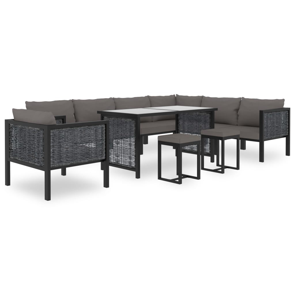 Vidaxl Muebles Dde Jardín 10 Pzas Y Cojines Ratán Sintético Antracita_0