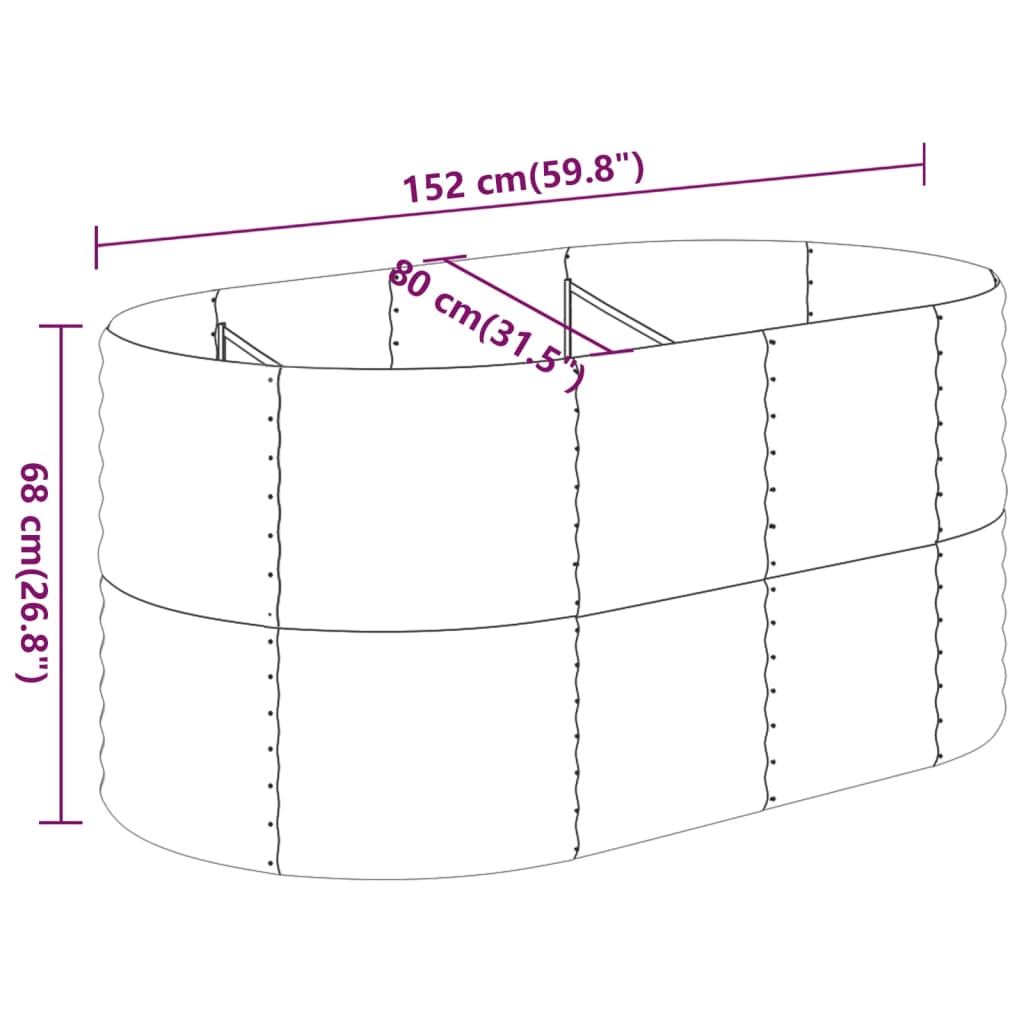 Jardinera Arriate Acero Galvanizado Gris 152x80x68 Cm_5