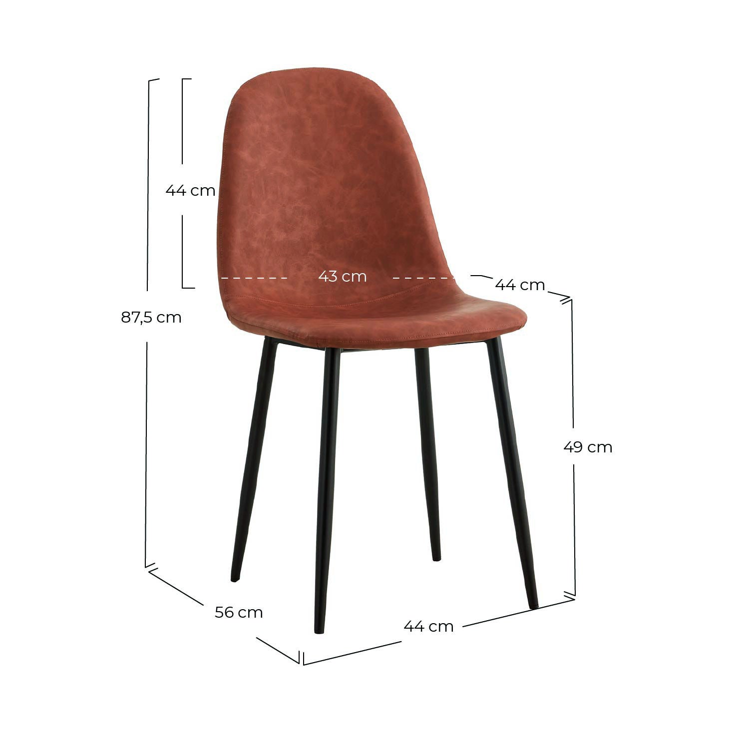 Pack 2 Sillas De Comedor De Piel Mera 56x44x87.5cm Thinia Home_5