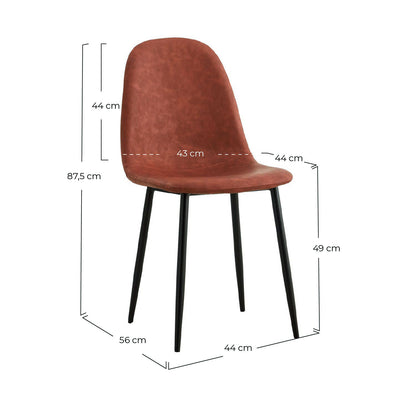 Pack 2 Sillas De Comedor De Piel Mera 56x44x87.5cm Thinia Home_5
