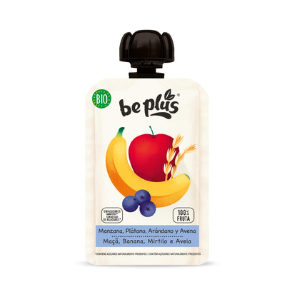 Saquetas de maçã, banana, mirtilos e aveia BIO Be Plus 100 g