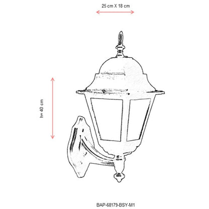 Aplique De Pared Para Exterior, Abs , Negro, 25x18x36, Casquillo E 27 Max 60 W