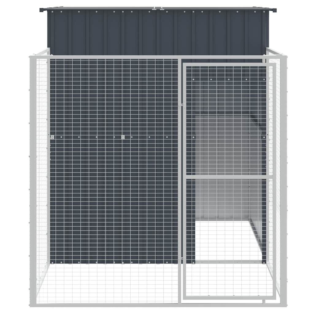 Caseta Perros Con Corral Acero Galvanizado Gris 165x251x181 Cm_2