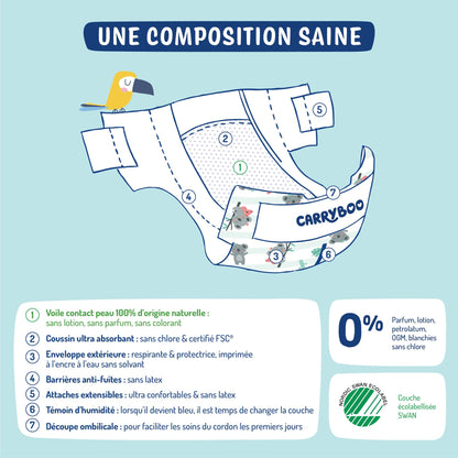 Fraldas Carryboo Nature Fraldas naturais e co-dorminhos, tamanho 6 (16-30 kg)