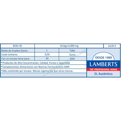 Ginkgo Biloba Lamberts 6000 mg