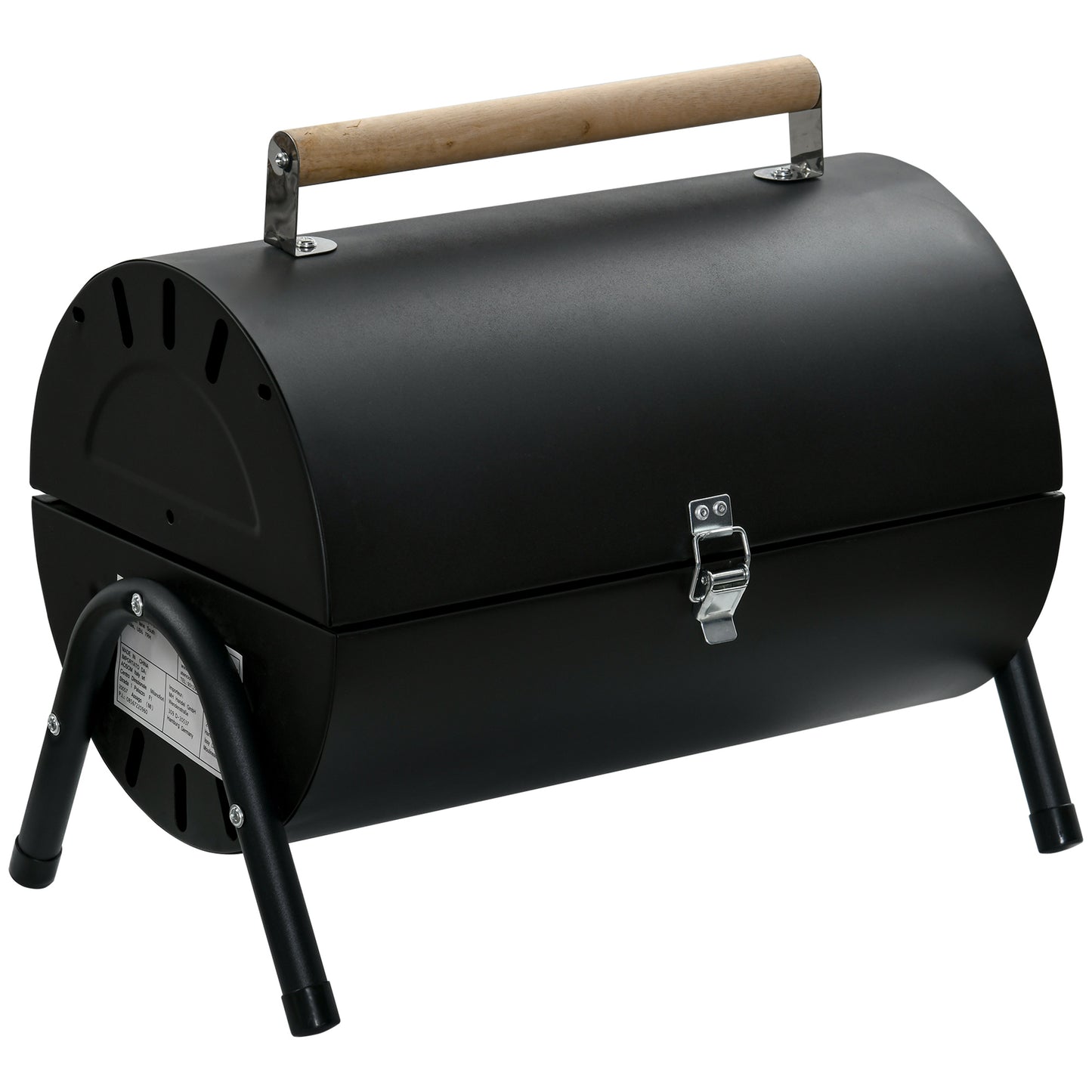 Outsunny Barbacoa De Carbón Portátil Con 2 Parrillas Asa Cierre 42x26x42cm Negro_0