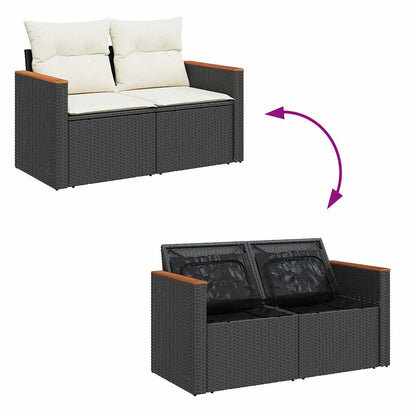 Set De Sofás De Jardín 7 Pzas Con Cojines Ratán Sintético Negro / Vetonek_5