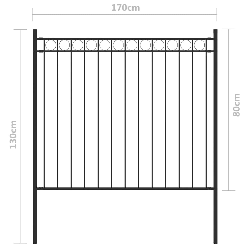 Valla De Jardín De Acero Negro 1,7x0,8 M / Vetonek_2