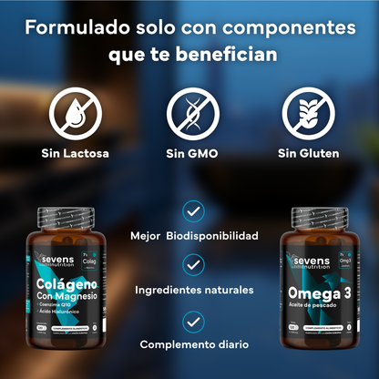 Colágeno Marino Con Magnesio + Omega 3 2000mg. Sevens Nutrition. Huesos, Articulaciones, Piel, Corazón Y Cerebro_3