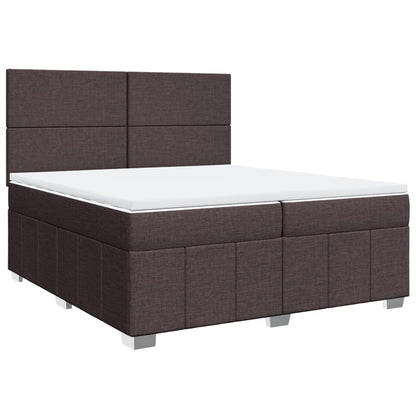 Cama Box Spring Con Colchón Tela Marrón Oscuro 200x200 Cm / Vetonek_4